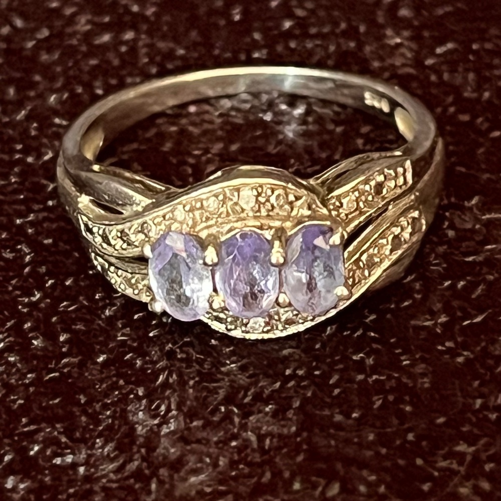 Blue Purple Tanzanite Sterling Silver Ring Size 7 - December Birthstone